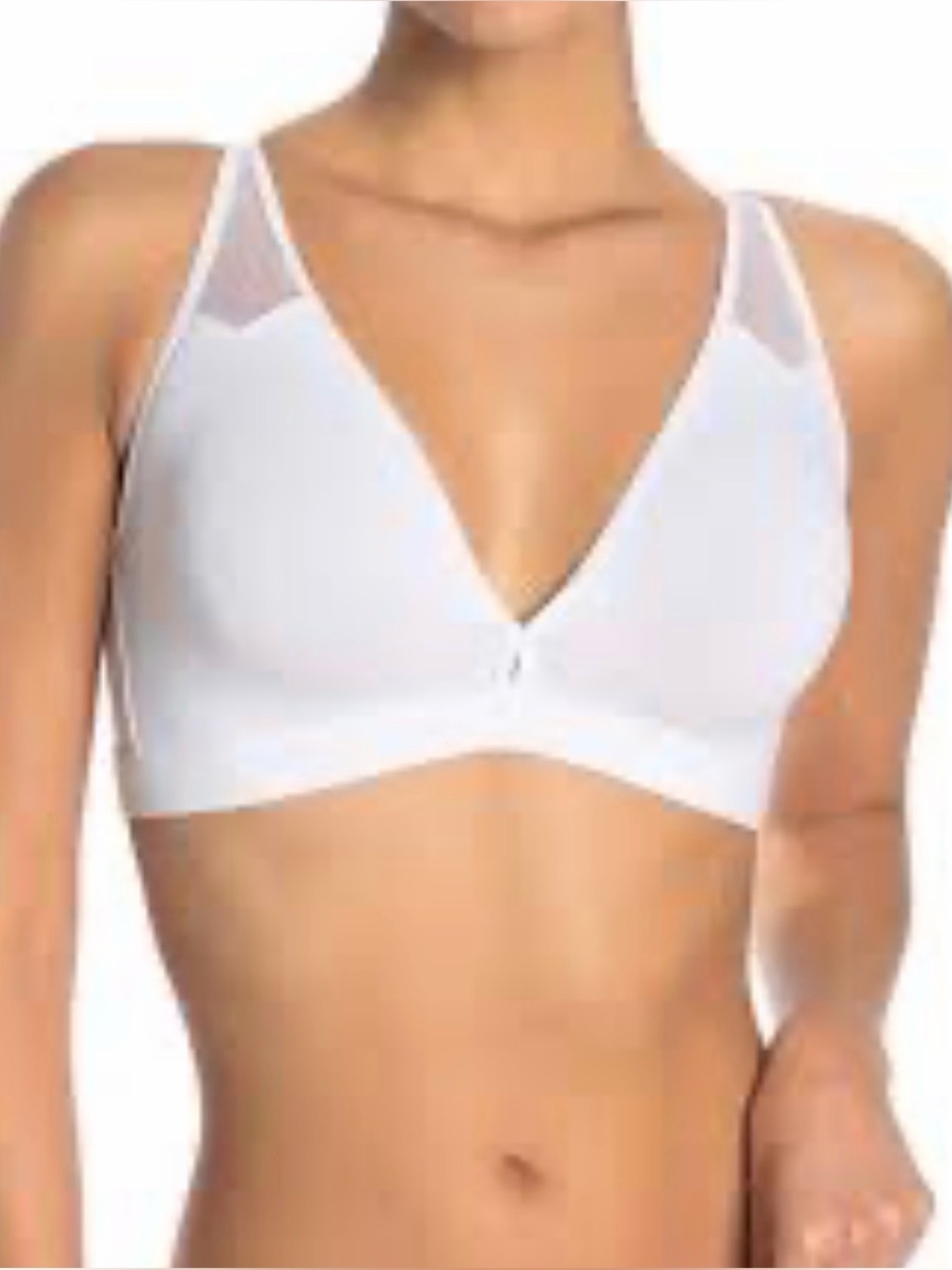Wireless V-Neck Bralette - White
